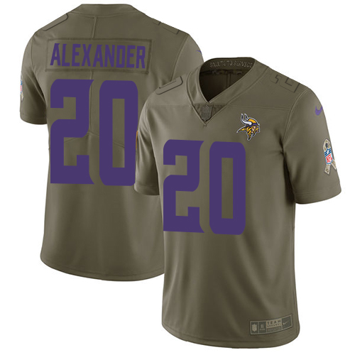 Nike Vikings #20 Mackensie Alexander Olive Men's Stitched NFL Limited Salute to Service Jersey